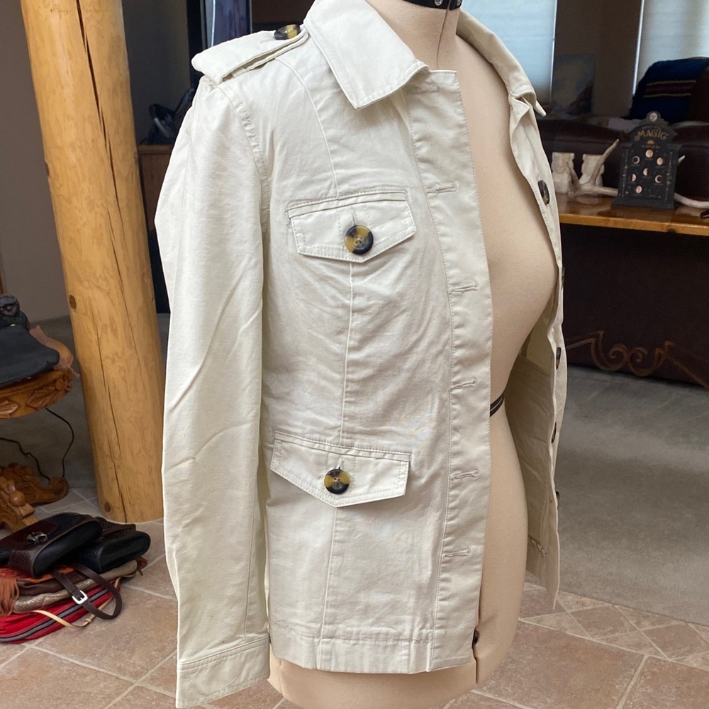 CAbi Utility Jacket Off-White with Dark Button Details - Picture 5 of 5